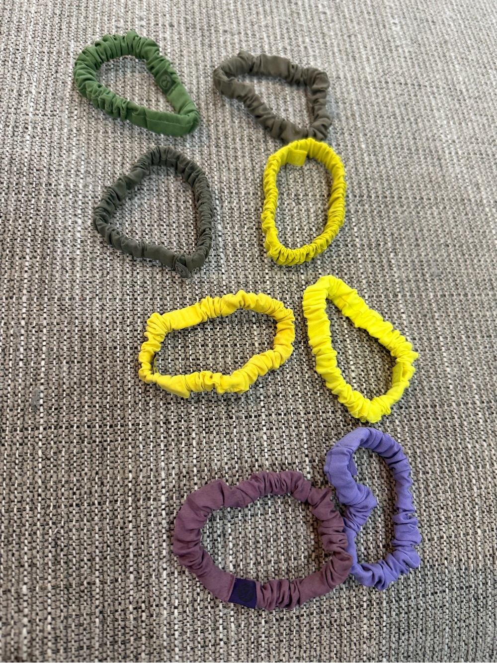 Lululemon Elastic Scrunchie Hair Ties - Yellow, Green, Olive, Purple